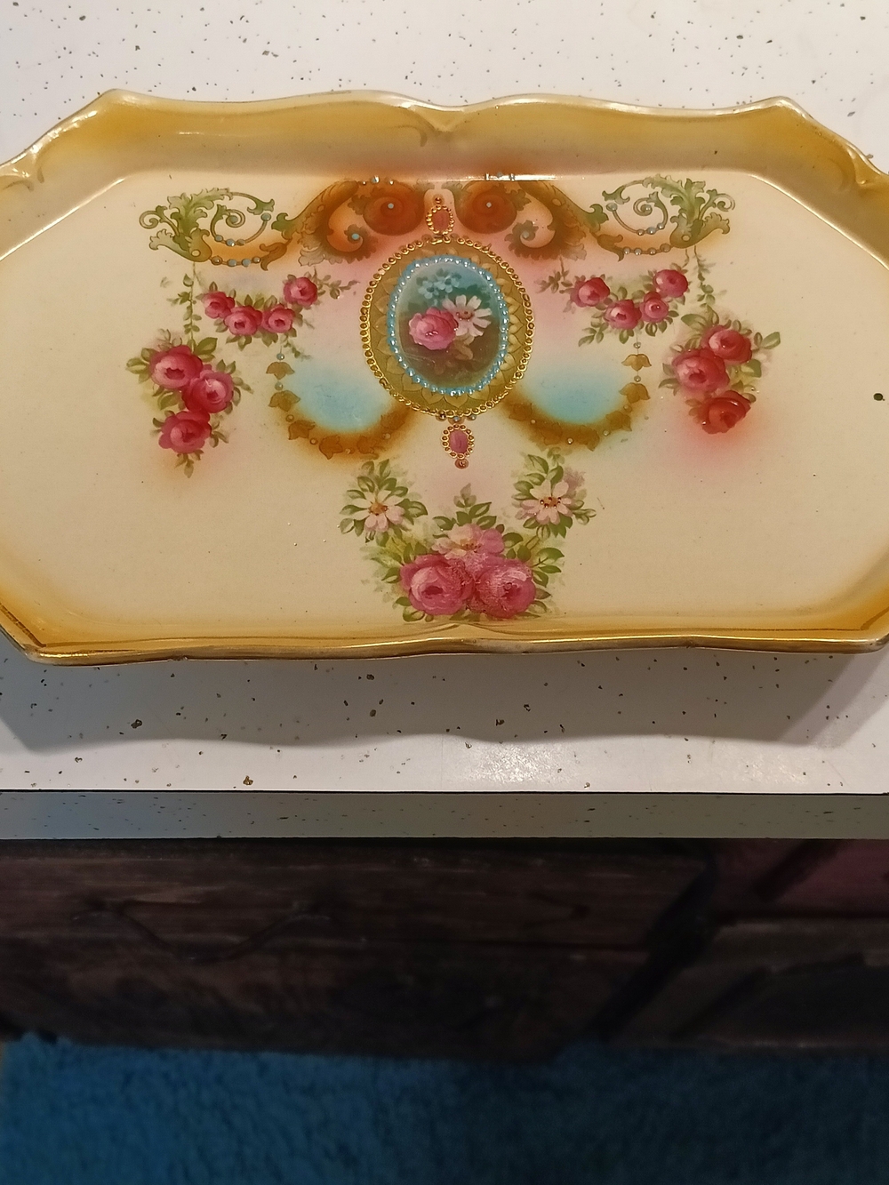 Vintage Crown Devon Blush Ivory Vanity Tray Vintage Porcelain